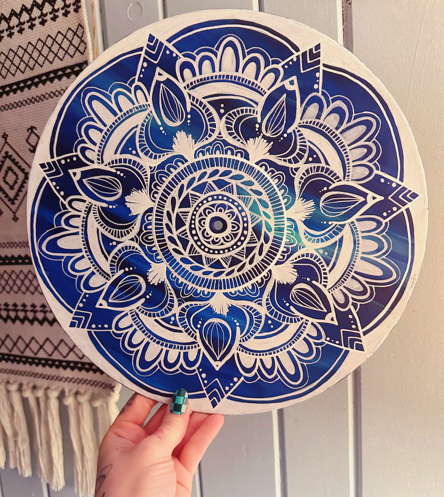 White & Blue Mandala Vinyl Record