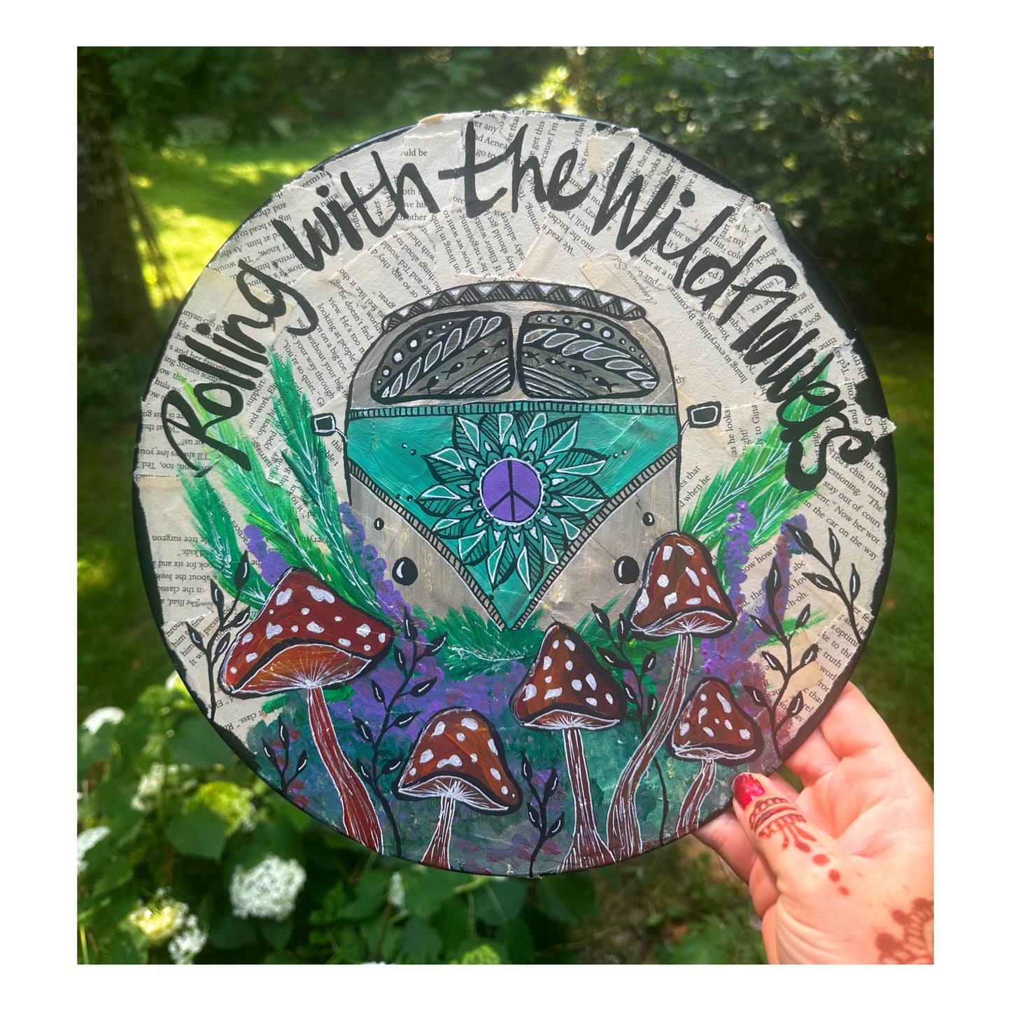 Rolling With The Wildflowers Handpainted Vinyl record