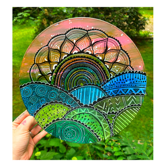Colourful Zentangle Handpainted Vinyl Record