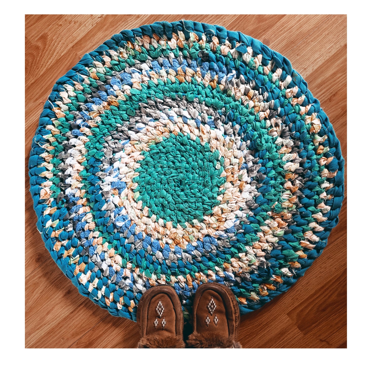 Turquoise & Blues Rag Rug