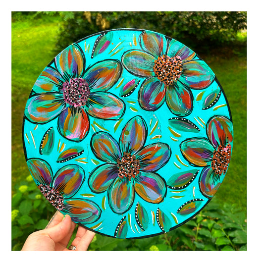 Turquoise Flowers Vinyl record