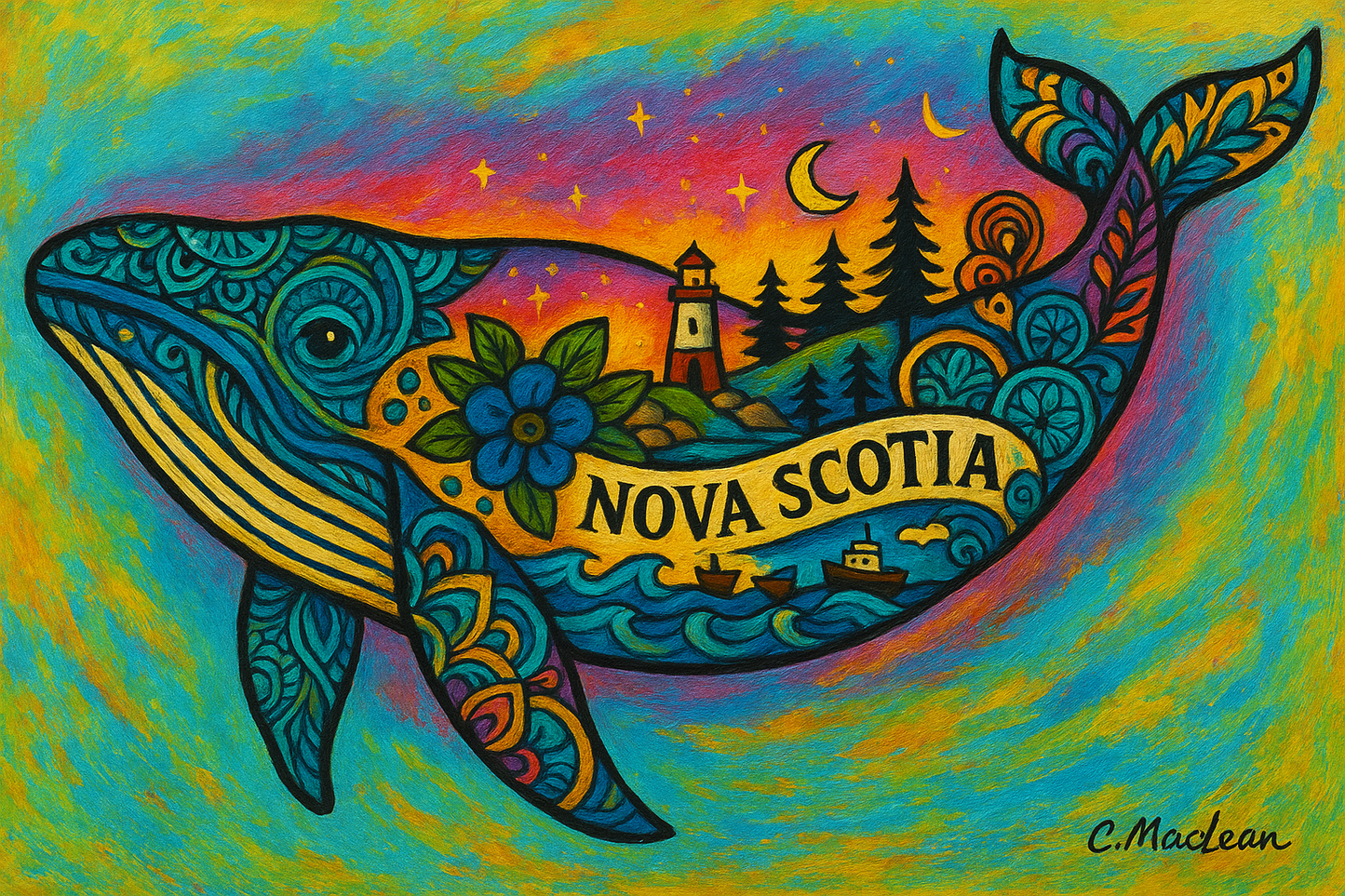 Nova Scotia Whale art Print