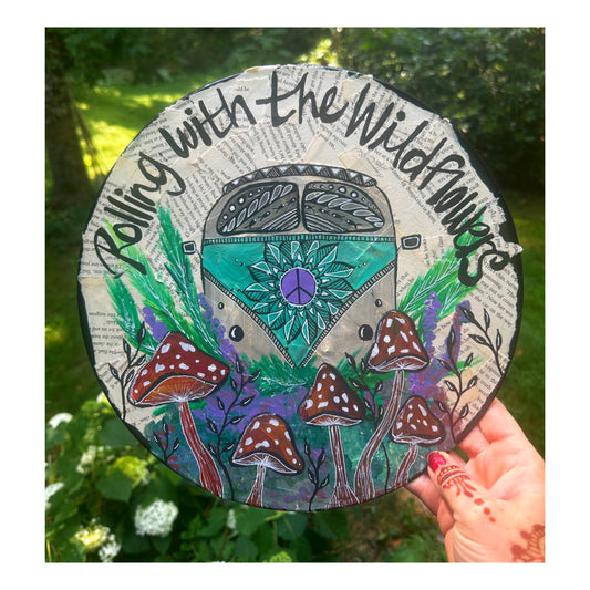 Rolling With The Wildflowers Handpainted Vinyl record