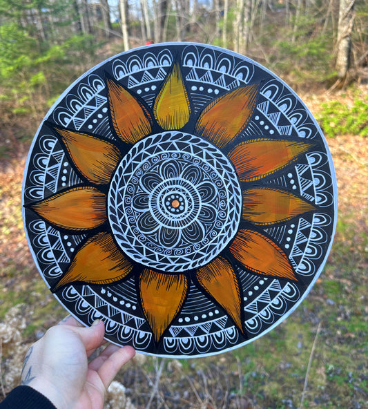 Sunflower Handpainted Vinyl Record