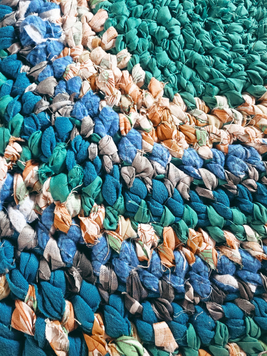 Turquoise & Blues Rag Rug