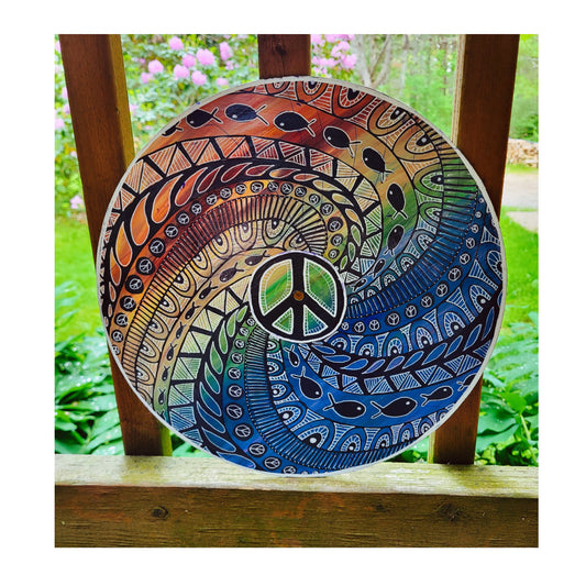 Peace Sign Handpainted Vinyl Record