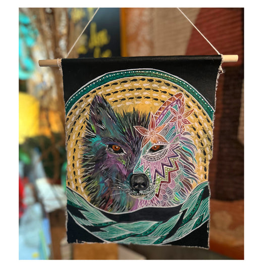 Wolf canvas wall hanging