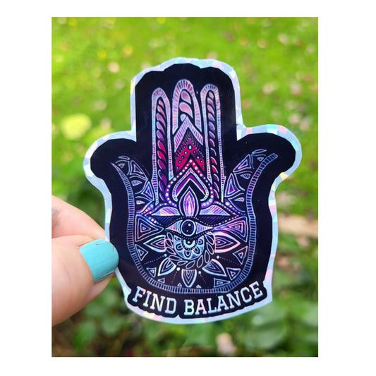 Find Balance Hamsa Hand Sticker