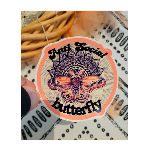 Anti Social Butterfly Sticker