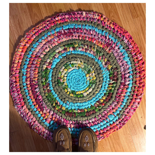 Pink & blue Amish Knot Rag Rug