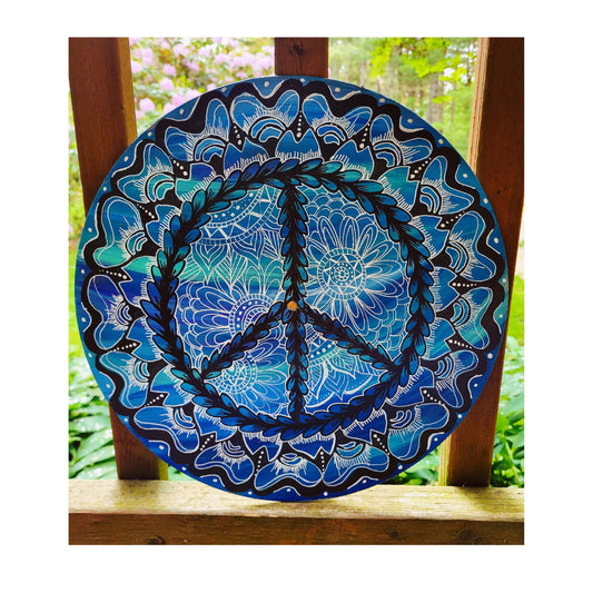 Blue Peace Sign Vinyl Record